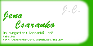 jeno csaranko business card