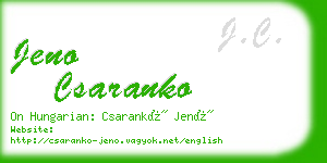 jeno csaranko business card